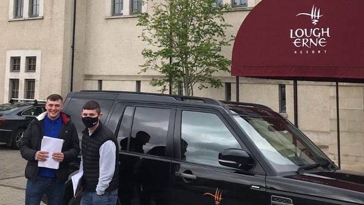 Students Torin Small and Gareth Tilly pictured outside Lough Erne Resort